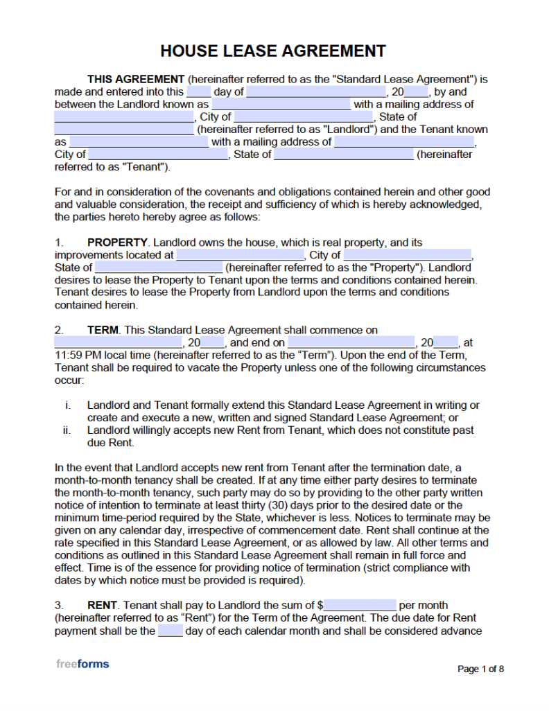 printable free rental lease agreement templates 13 word pdf eforms  free rental lease agreement templates contract to buy a house template sample