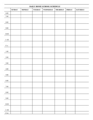 Printable Homeschool Daily Schedule Template Doc