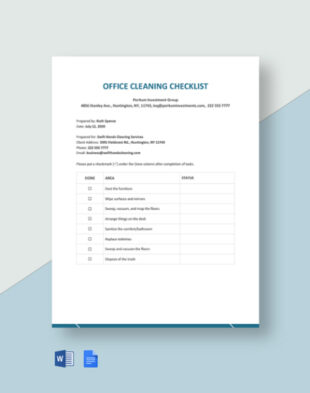 Printable Medical Office Cleaning Schedule Template Word Example