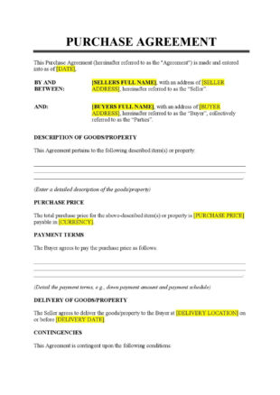 printable purchase agreement template  free download  easy legal docs real estate purchase contract template pdf