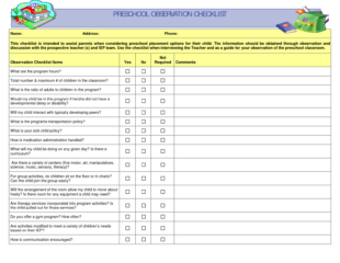 Printable Teaching Assistant Lesson Observation Template