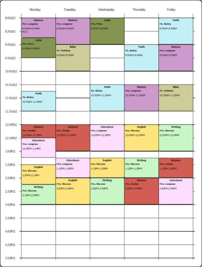 Printable Year Round School Schedule Template Doc Example