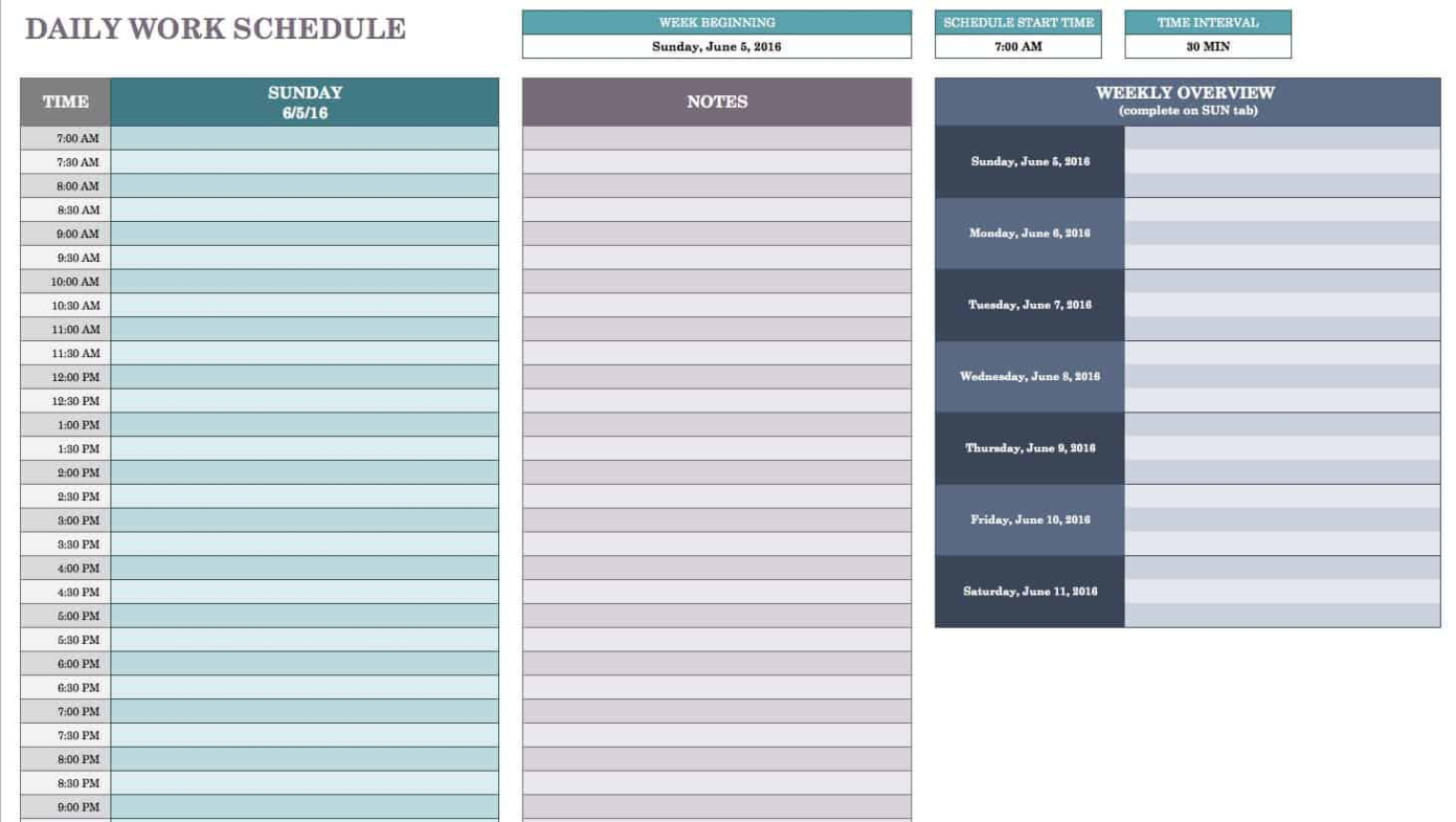 Sample Guideline Program Work Activity Schedule Template  Example