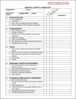 Sample Monthly Safety Training Schedule Template Excel