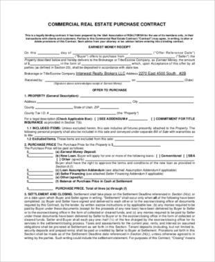 sample real estate purchase contract  the document template real estate purchase contract template example