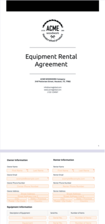 sample rental agreement templates equipment rental agreement contract template example