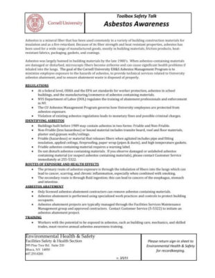 Asbestos Awareness Training Certificate Template Sample