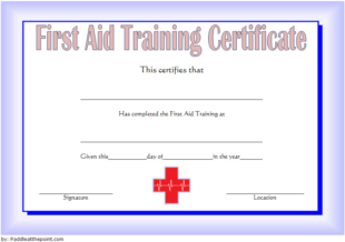 Blank Cpr Training Certificate Template Sample