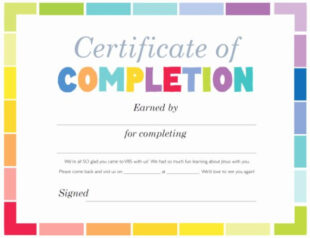 Blank Preschool Certificate Of Completion Template Doc