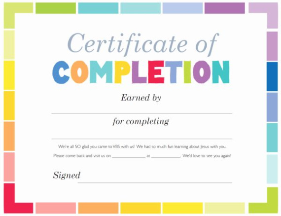 Blank Preschool Certificate Of Completion Template Doc