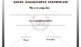 Custom Anger Management Certificate Of Completion Template Sample