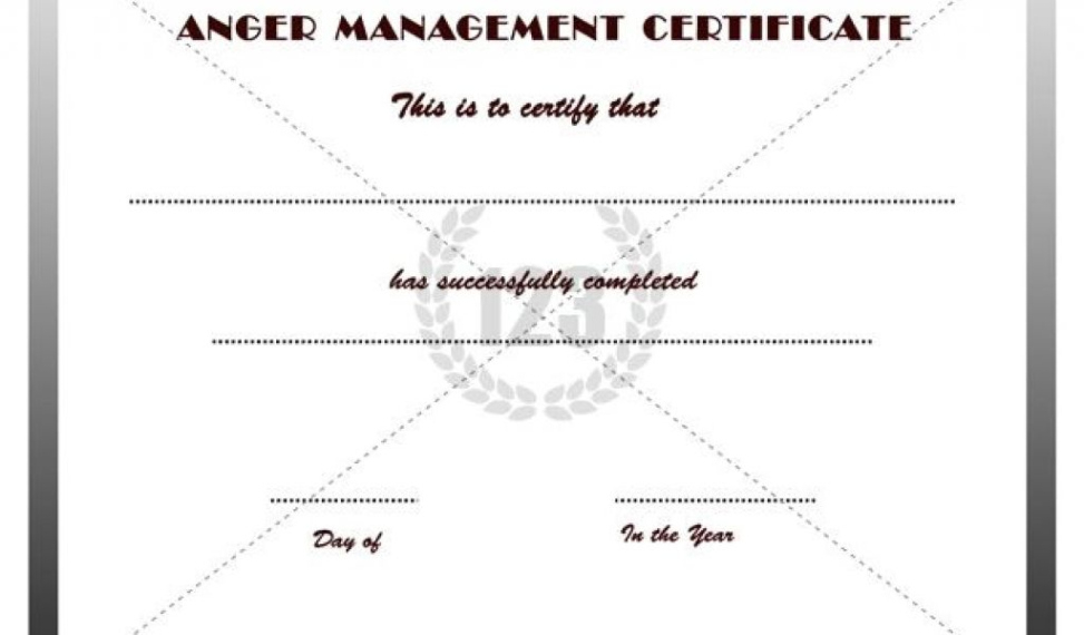 Custom Anger Management Certificate Of Completion Template Sample