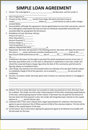 Custom Loan Contract Between Friends Template Excel