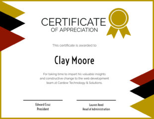 Custom Manager Of The Month Certificate Template Word