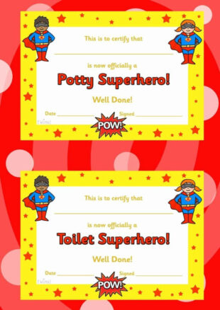 Custom Potty Training Certificate Template Sample