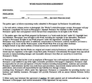 Custom Work Made For Hire Contract Template Excel Sample