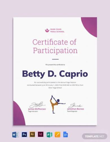 Custom Yoga Teacher Training Certificate Template Pdf