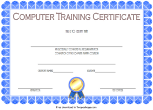 Editable Computer Training Certificate Template