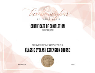 Editable Lash Training Certificate Template