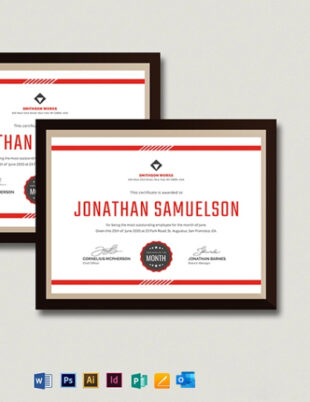 Editable Manager Of The Month Certificate Template Sample