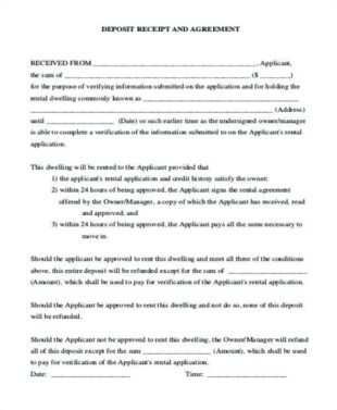 Editable Non Refundable Deposit Contract Template Pdf