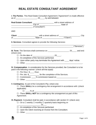 Editable Real Estate Team Contract Template Word