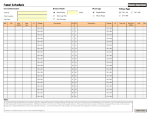 Free Blank 3 Phase Electrical Panel Schedule Template Doc