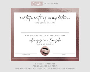 Free Blank Lash Training Certificate Template