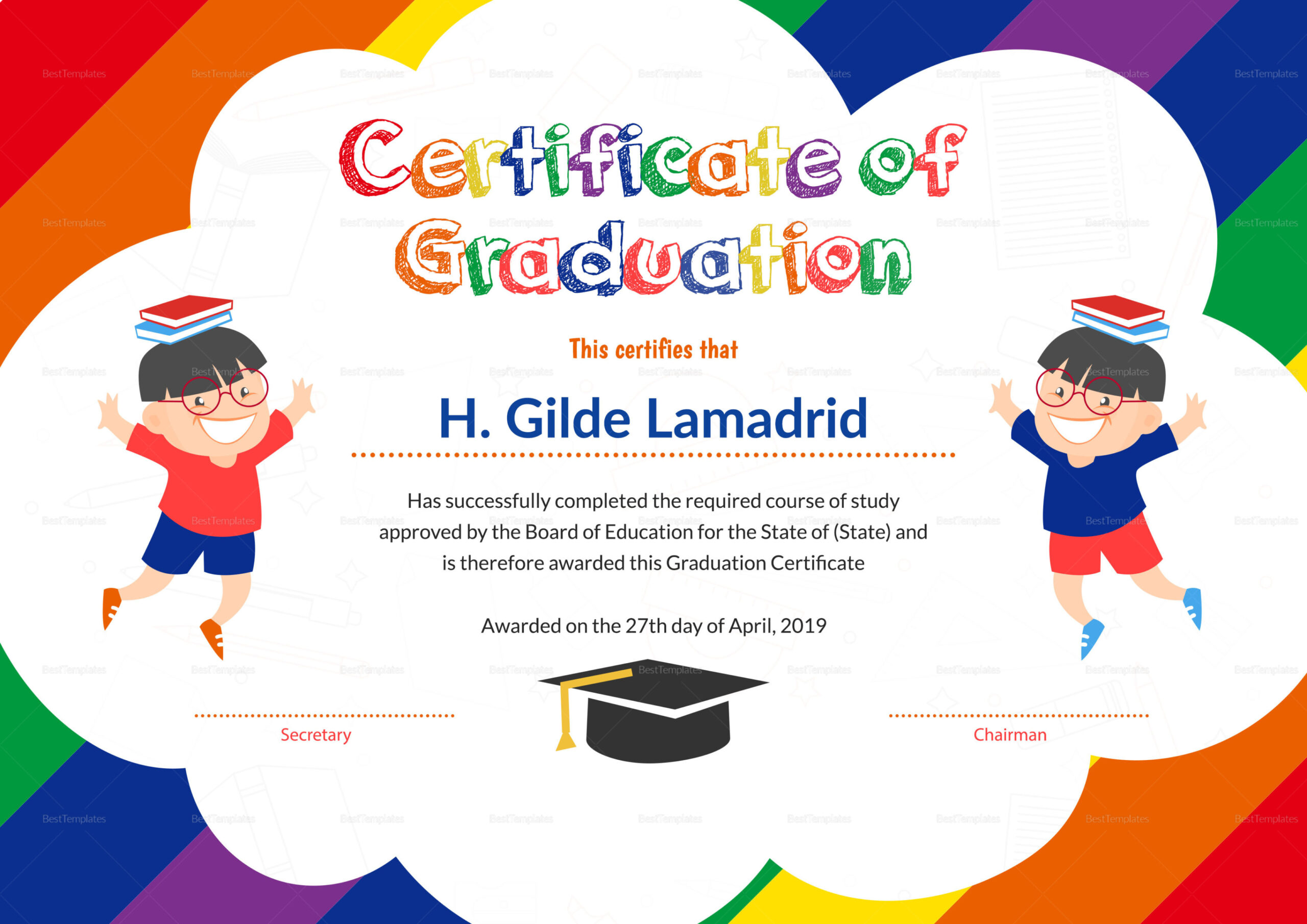 Free Blank Preschool Certificate Of Completion Template Word