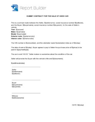 Free Blank Second Hand Car Sale Contract Template