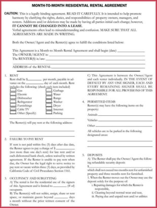 Free Custom Month To Month Rental Contract Template Doc