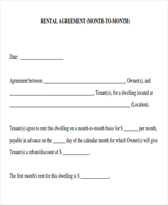 Free Custom Month To Month Rental Contract Template Doc