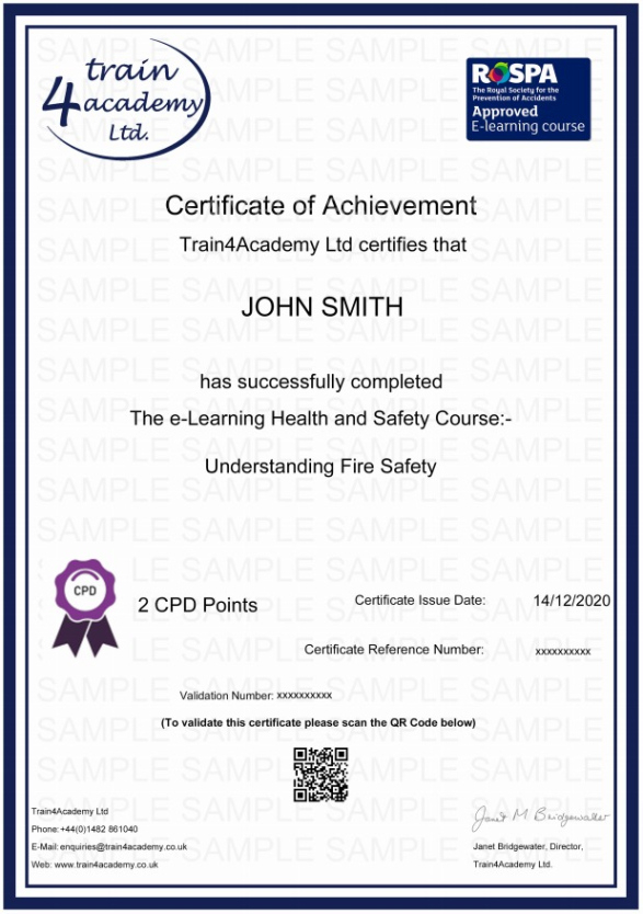 Free Editable Fire Safety Training Certificate Template Word