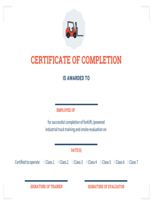 Free Editable Forklift Truck Training Certificate Template Sample