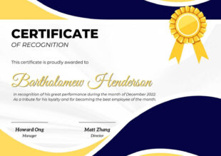 Free Editable Manager Of The Month Certificate Template Word