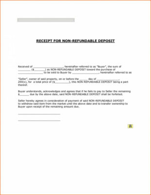 Free Editable Non Refundable Deposit Contract Template  Sample