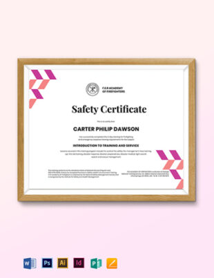 Free  Fire Safety Training Certificate Template Word