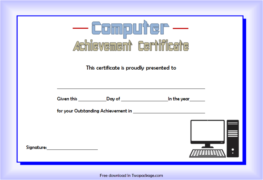 Free Printable Computer Training Certificate Template Pdf