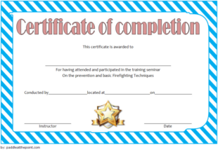 Free Printable Fire Extinguisher Training Certificate Template Sample