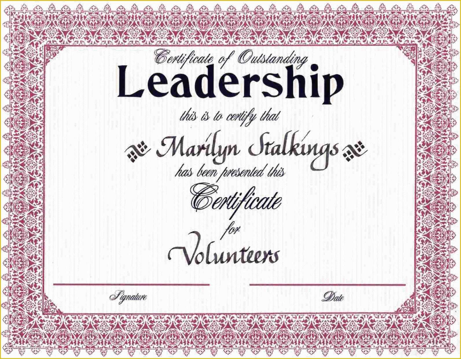 Free Printable Leadership Training Certificate Template