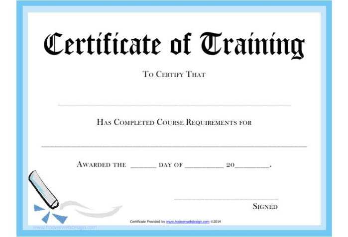 Free Printable On The Job Training Certificate Template Sample