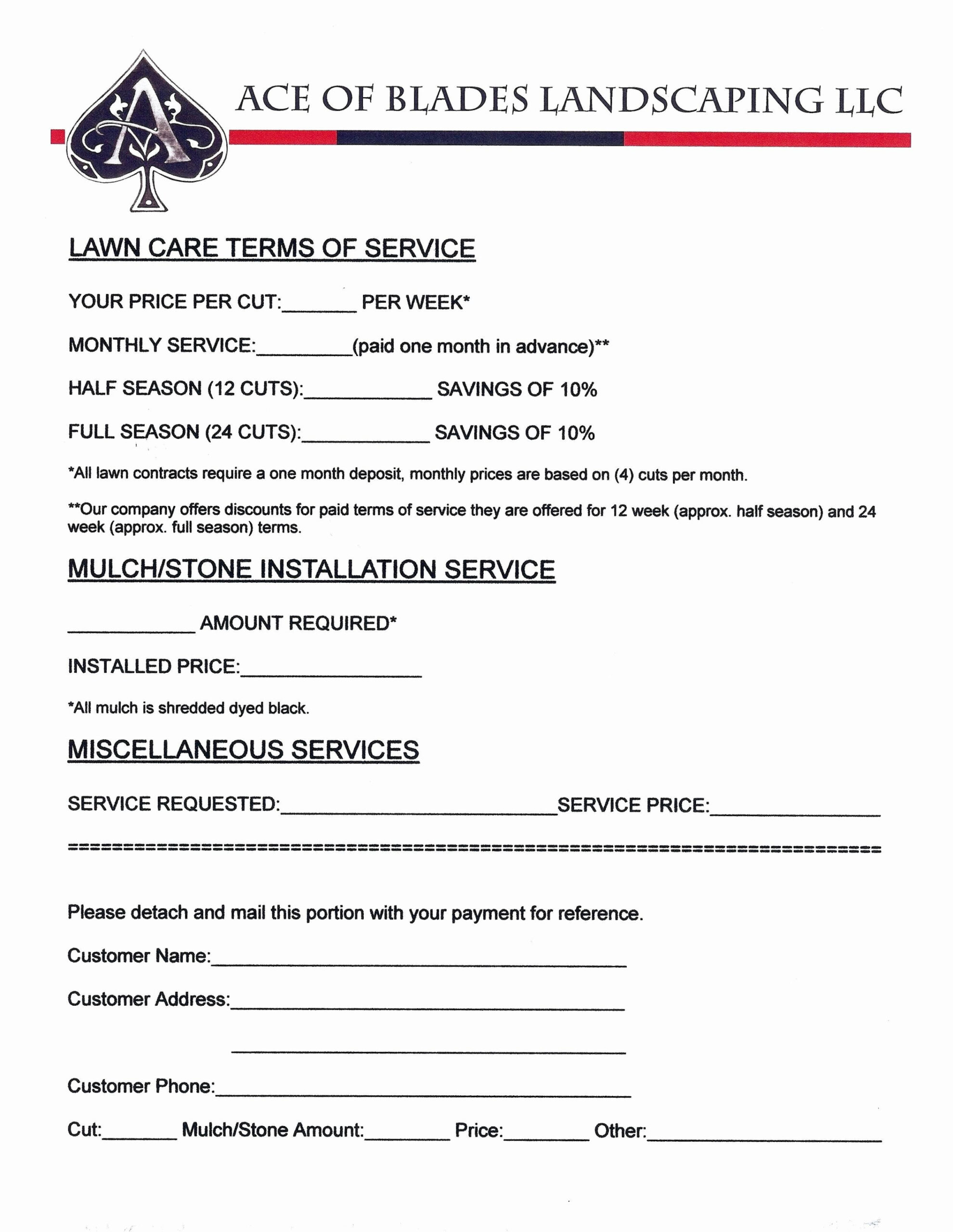 Free Printable Simple Lawn Care Contract Template Pdf Sample