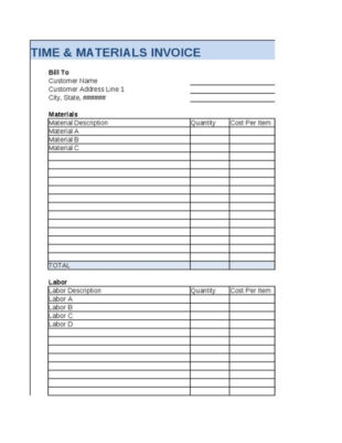 Free  Time And Materials Contract Template  Sample