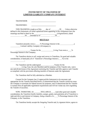 Free  Transfer Of Ownership Contract Template