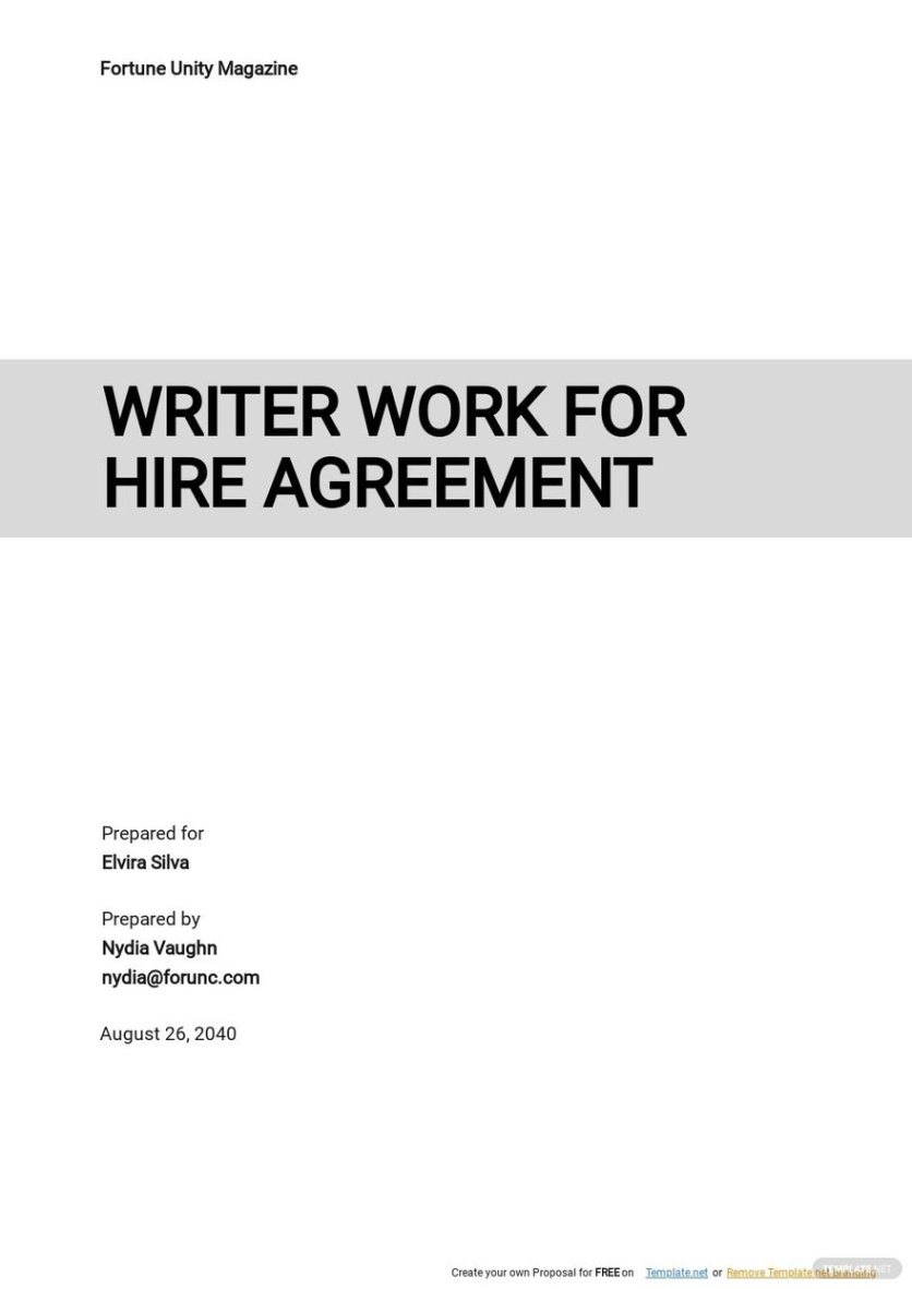 Free  Work Made For Hire Contract Template Pdf