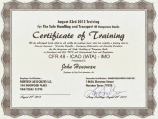 Printable Hazmat Training Certificate Template Sample