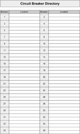 Printable Residential Electrical Panel Schedule Template Word Sample