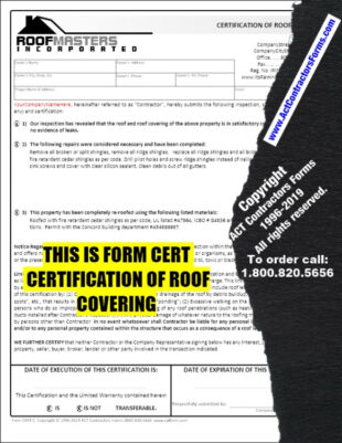 Printable Roofing Certificate Of Completion For Insurance Template