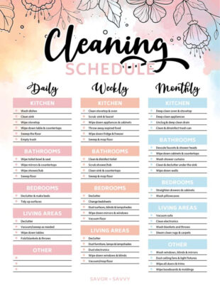 Printable Takeaway Cleaning Schedule Template Pdf Sample