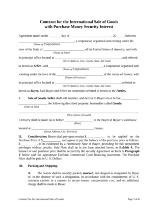 Sale Of Goods Contract Template Excel